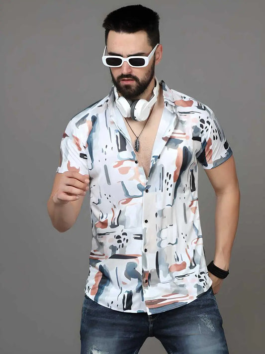 Men's Printed Rayon Half Sleeves Shirt ZUXO